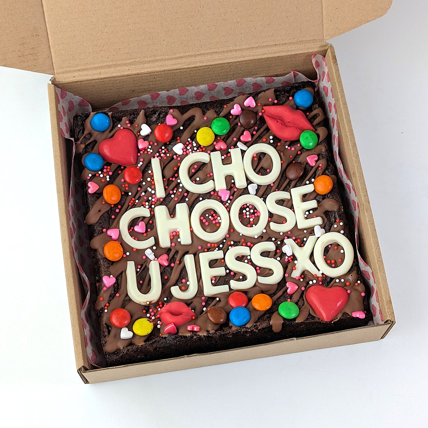 Personalised Romantic & Cheeky Brownie Slab