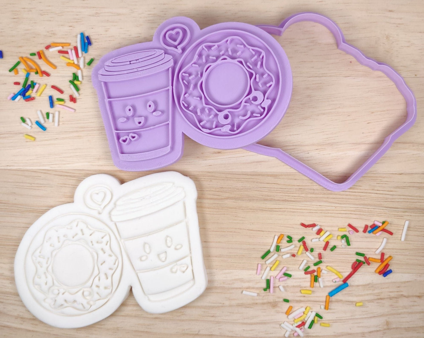Coffee and Donut Valentine's Cookie Cutter and Fondant Stamp