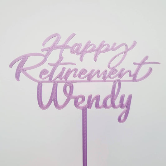 Custom Happy Retirement 3D Printed Cake Topper