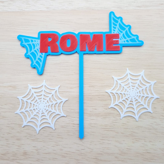 Spider Themed Custom Name Cake Topper with Spider Webs