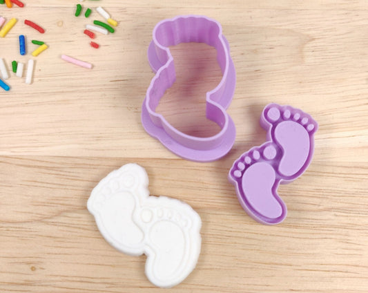 Cute Baby Feet Cookie Cutter and Fondant Stamp Set