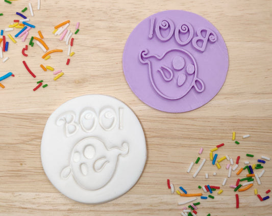 Boo! with Ghost Cookie Fondant Stamp