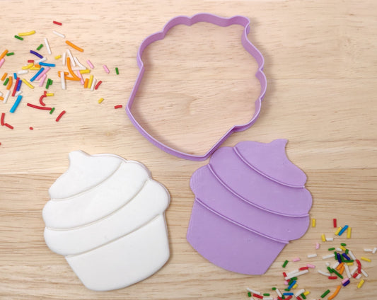 Cupcake Shape Cookie Cutter and Fondant Stamp