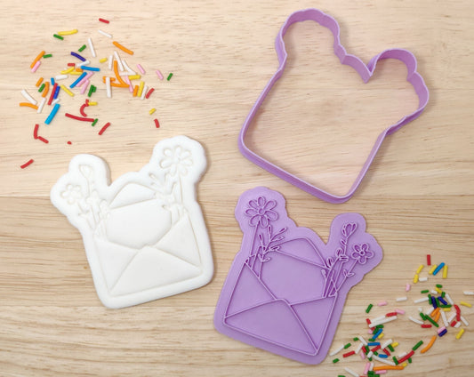 Floral Envelope Cookie Cutter and Fondant Stamp