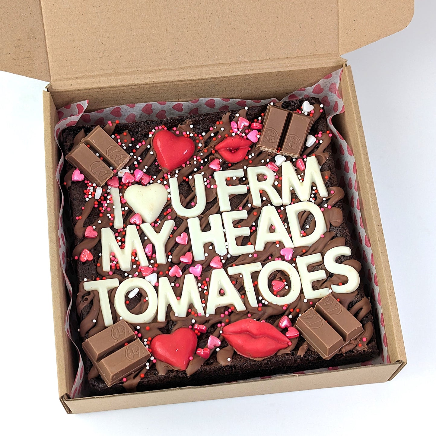Personalised Romantic & Cheeky Brownie Slab