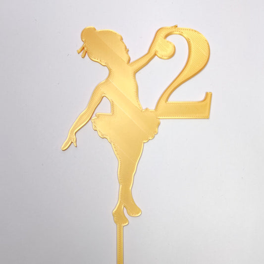 Ballerina with Custom Age 3D Printed Cake Topper